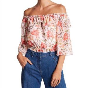WAYF Cosenza Off the Shoulder Crop top Floral Size Small
